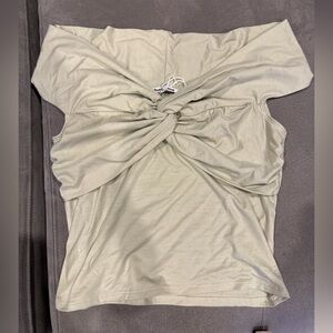 Reformation Ezlynn Knit Top in light sage/green color (Size Large)